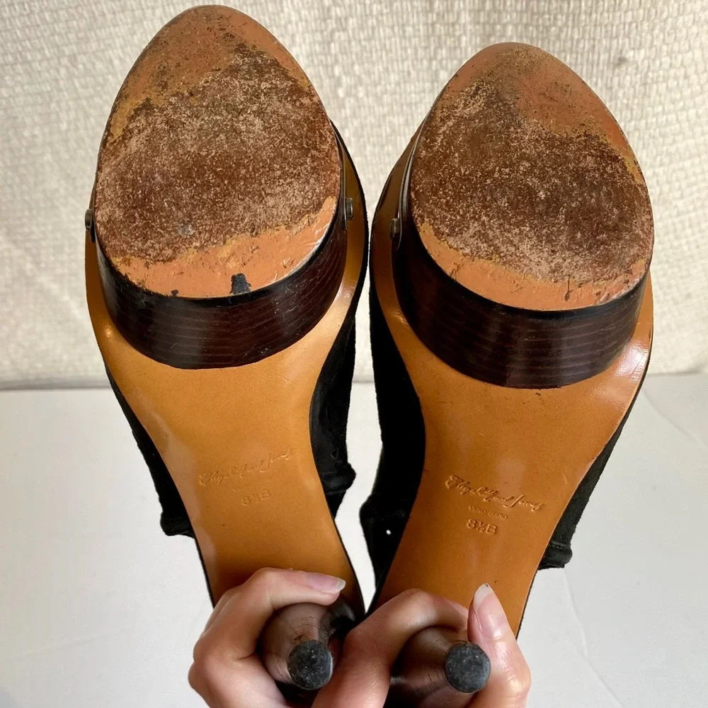 Elizabeth & James Suede Booties 8.5 Perforated Leather Platform Shoes Clogs